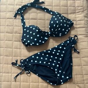 Mossimo Supply Co. Black and White Polka Dot Swimwear